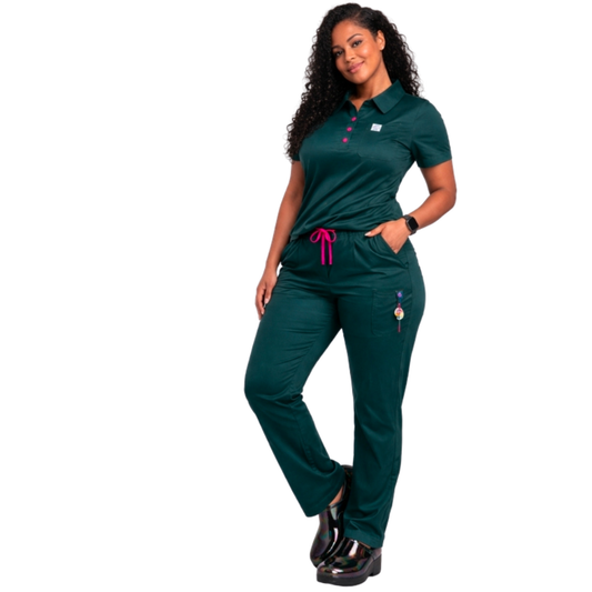 Soft Comfort Polo Scrub Set – Structured Fit (Green & Purple)