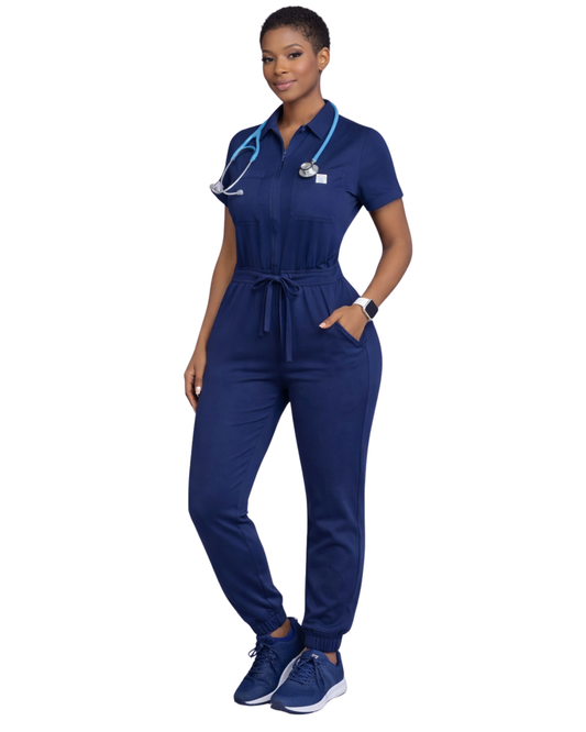 Navy Scrub Jumpsuit – One-Piece Performance Fit